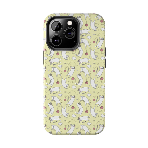 Light Yellow Cat Tough Phone Cases