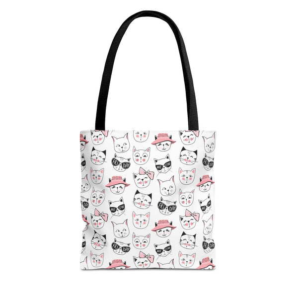 White and Gray Cat Tote Bag chilling