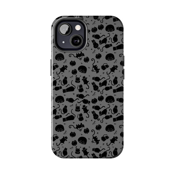 Dark Gray Cat Tough Phone Cases