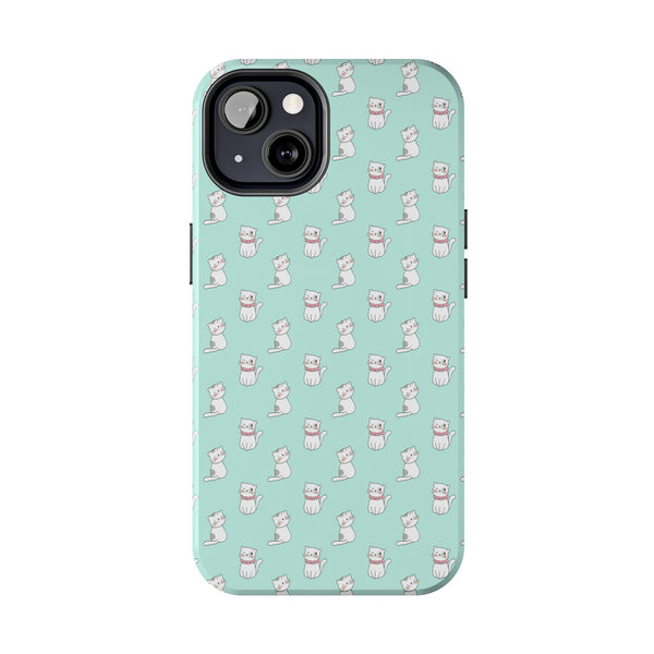 Light Blue Cat Tough Phone Cases