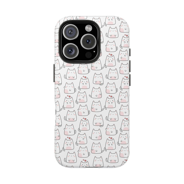 White Cat Tough Phone Cases