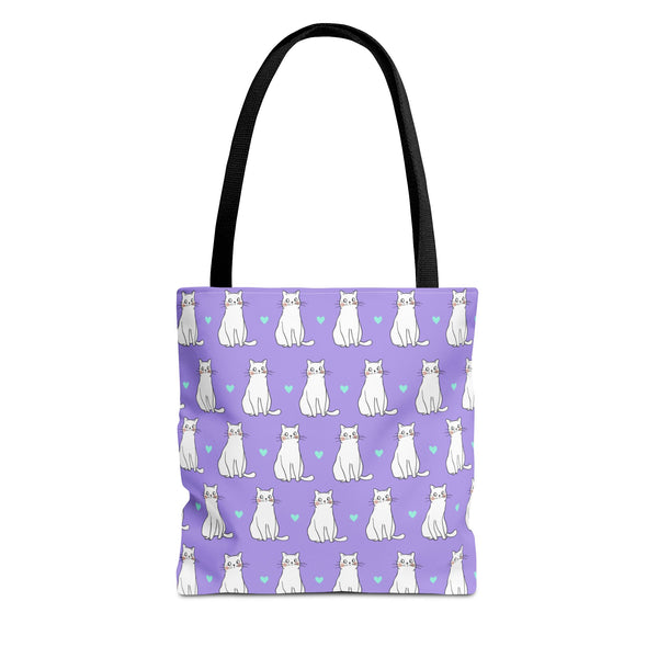 Purple with white cats Tote Bag (AOP)