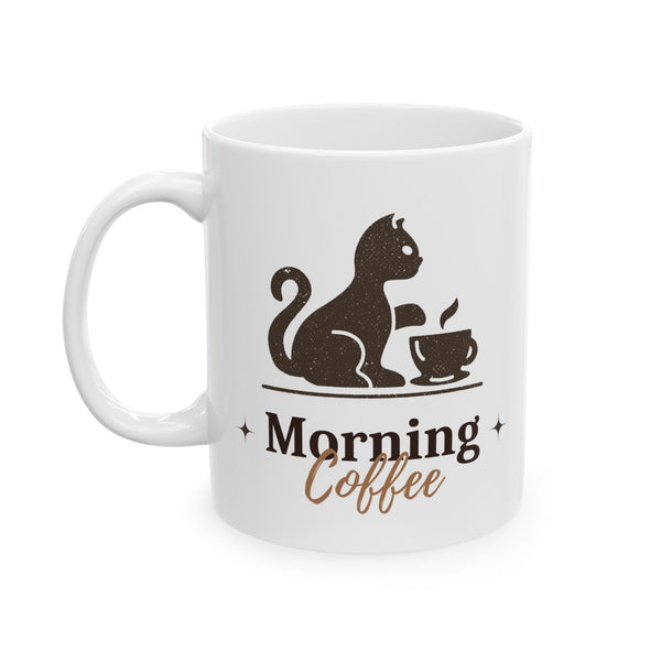 Morning coffe cat. Ceramic Mug, (11oz, 15oz)