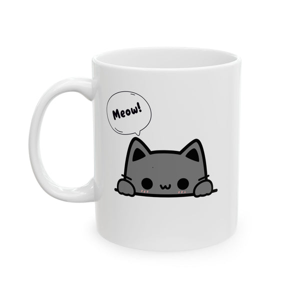 Gray Cat Ceramic Mug, (11oz, 15oz)